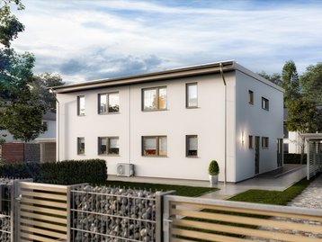 Doppelhaus-Aura-136-Pultdach-Strasse-Waermepumpe